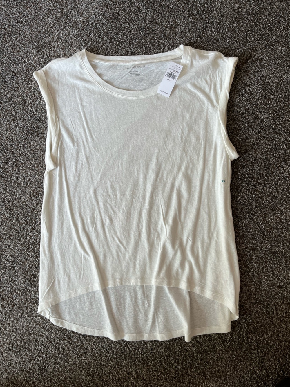 American Eagle Outfitters Cream Ribbed Tank Top